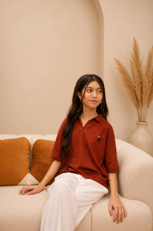 Cinnamon Brown Polo – Embroidered Monogram