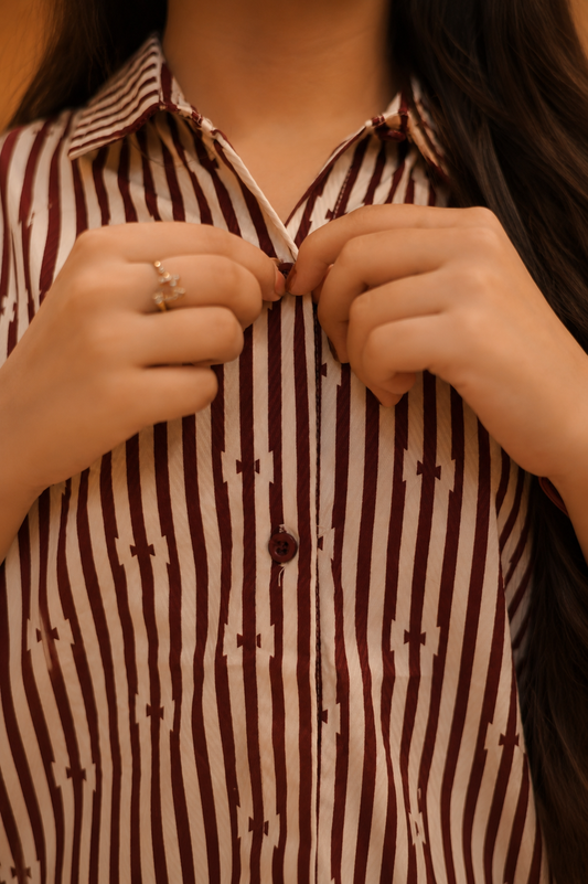 Cherry Bowback Stripe Shirt