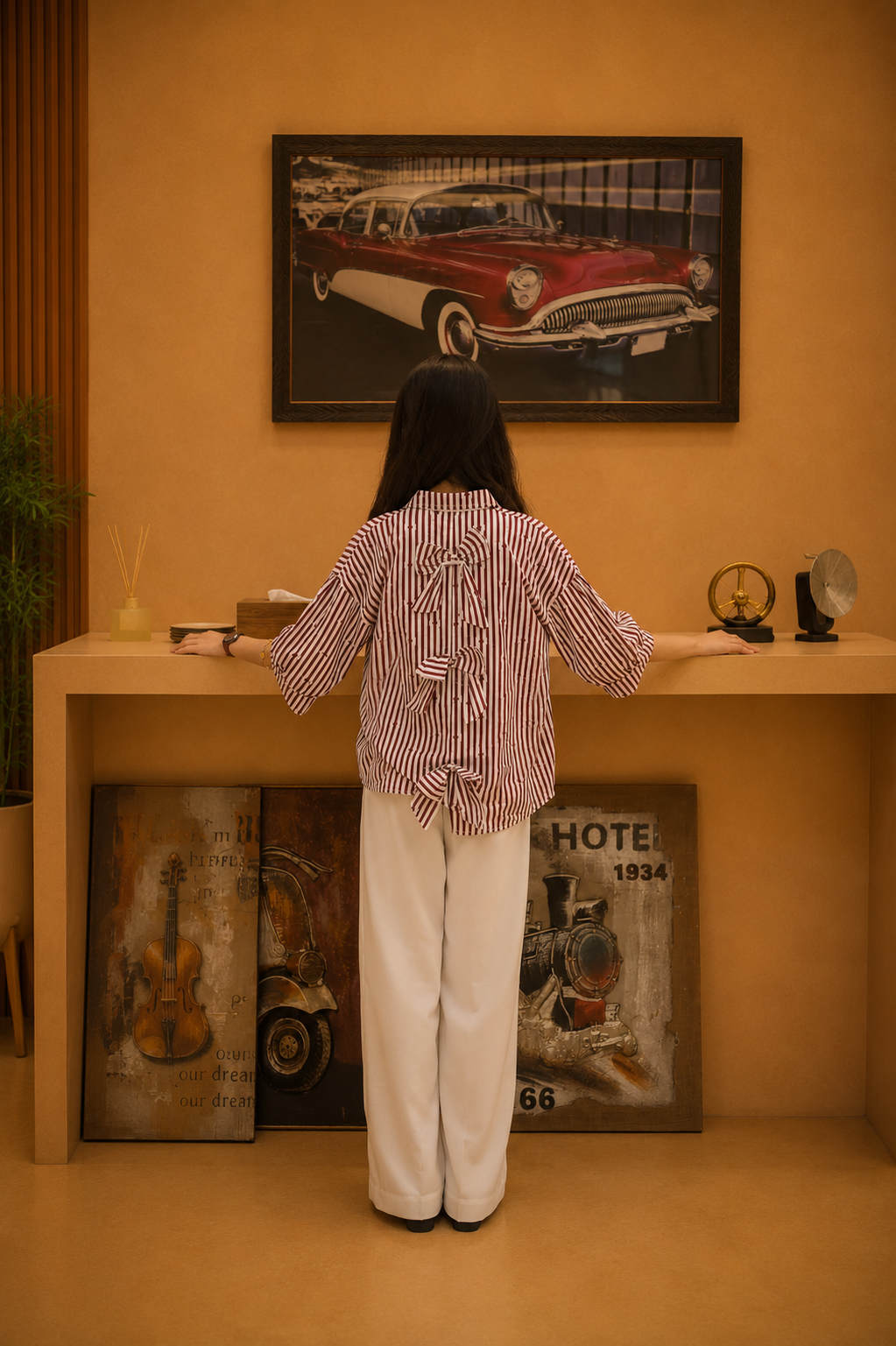 Cherry Bowback Stripe Shirt