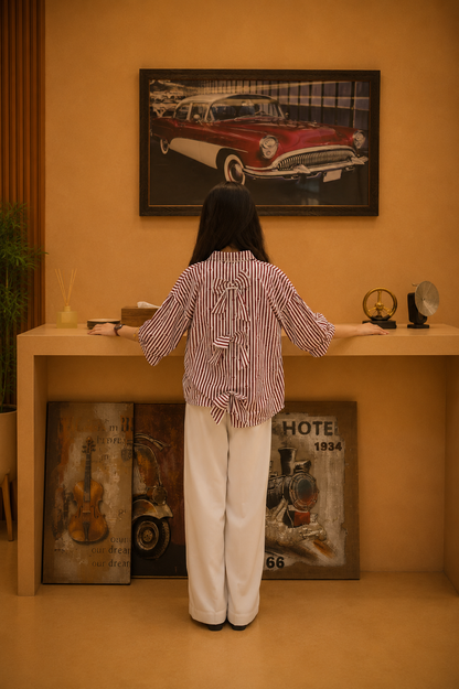 Cherry Bowback Stripe Shirt