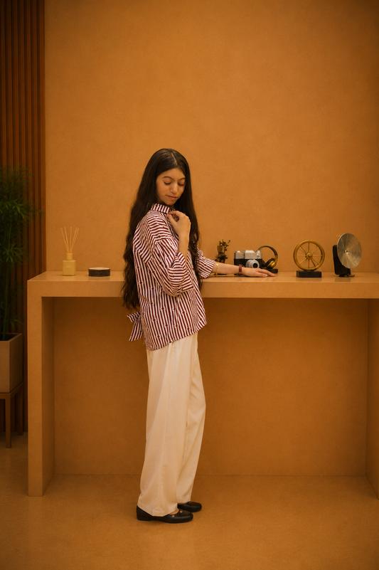 Cherry Bowback Stripe Shirt
