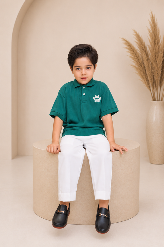 Emerald Green Polo – Embroidered Paw