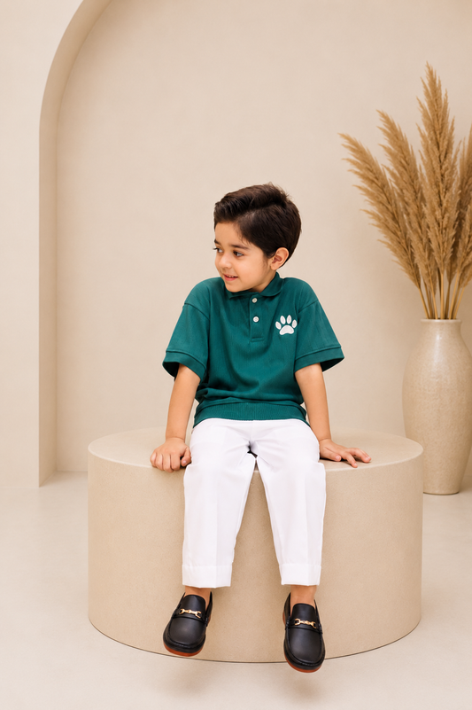 Emerald Green Polo – Embroidered Paw