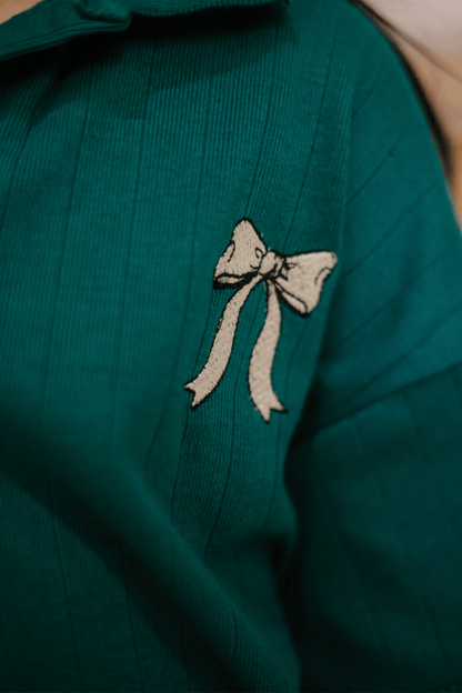 Emerald Green Polo – Embroidered Bow