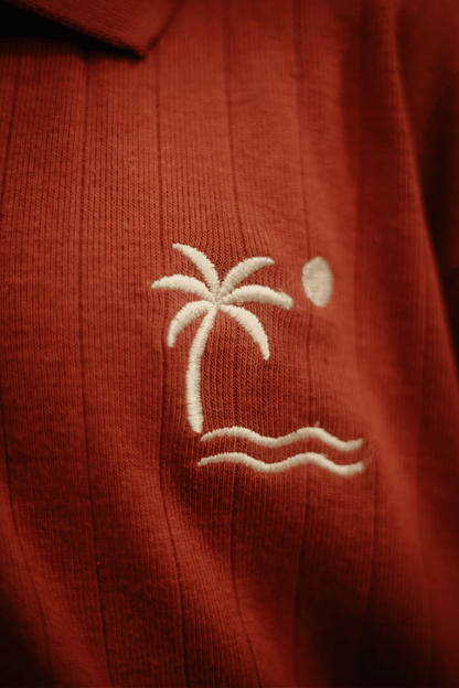 Cinnamon Brown Polo – Embroidered Beach Tree