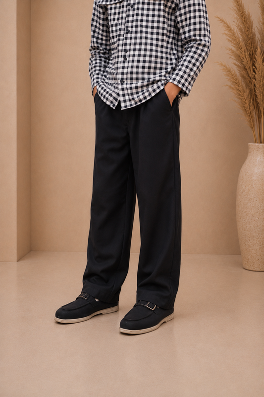 Korean Fit Dress Pants – Signature Black Single Pleated