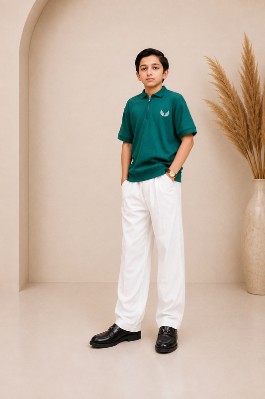 Korean Fit Dress Pants – Ivory White Single Pleated